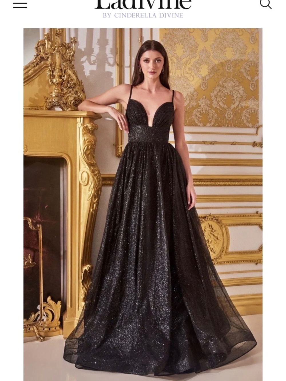 Ladivine Layered Black Ballgown size 10 Prom Formal Dress